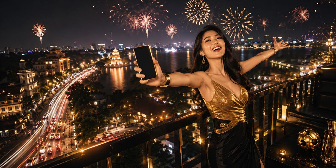 Người dùng tại Hà Nội khám phá casino trực tuyến qua điện thoại với ánh đèn neon về đêm