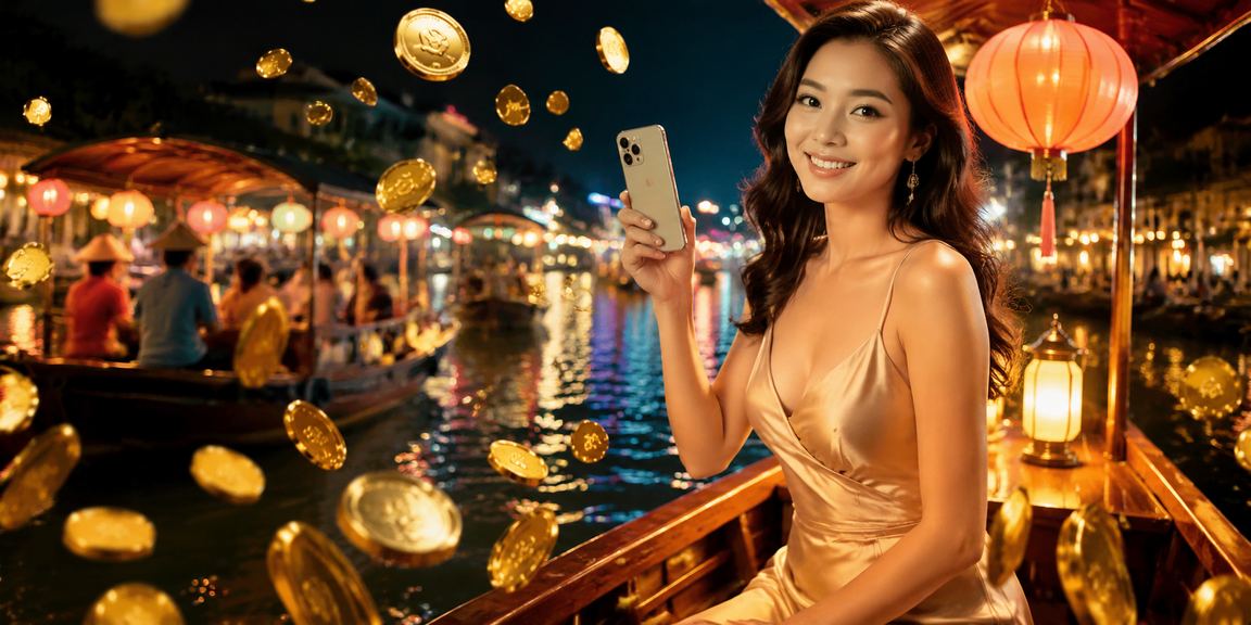 Người dùng tại chợ đêm Huế trải nghiệm casino và cá cược trên điện thoại di động